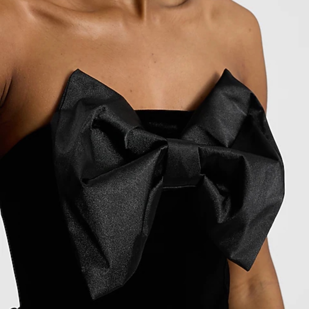 Express Velvet Bow Strapless Midi Dress